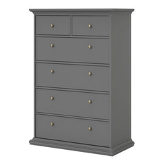 Paris Chest of 6 Drawers in Matt Grey - UK