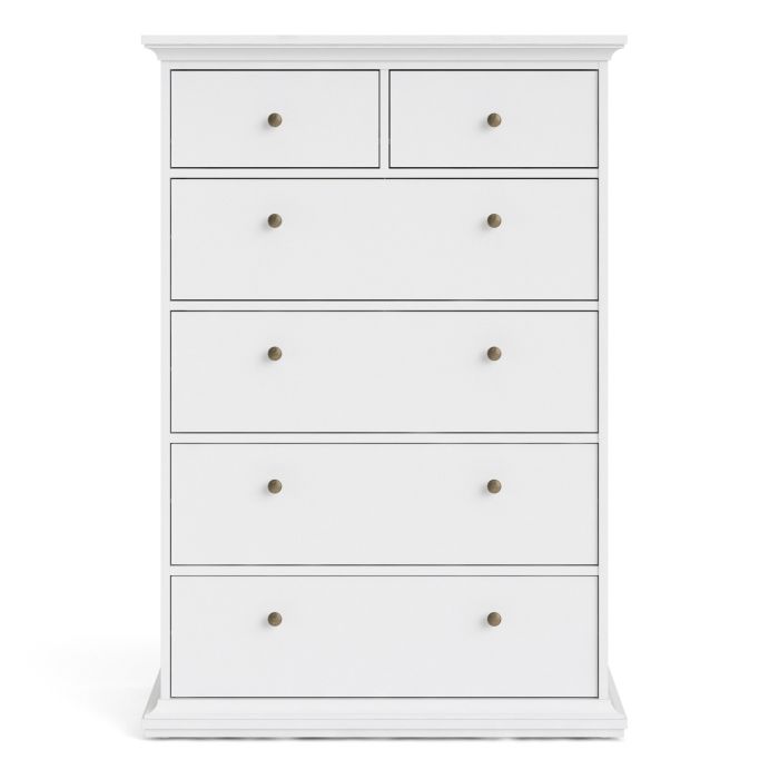 Paris Chest of 6 Drawers in White - UK