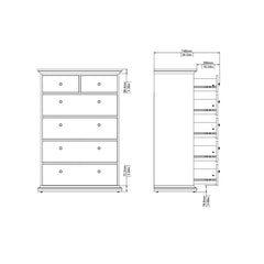 Paris Chest of 6 Drawers in White - UK