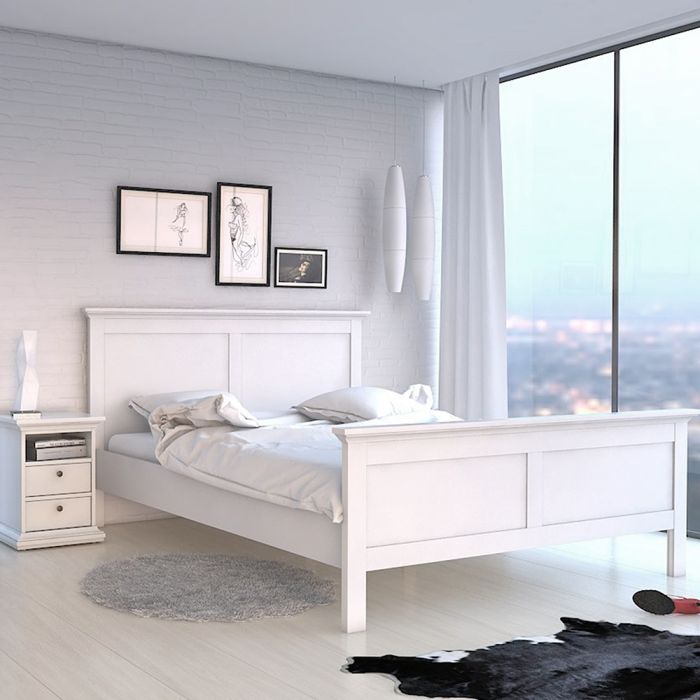 Paris Double Bed (140 x 200) in White - UK