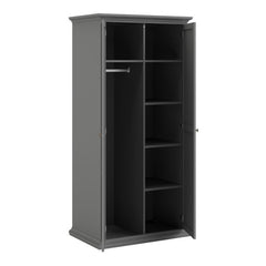Paris Package - Bedside 2 Drawers in + Chest of 4 Drawers + Wardrobe with 2 Doors Matt Grey - UK - Furniture One Shop