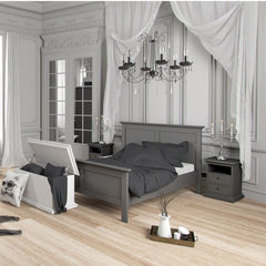 Paris Package - Bedside 2 Drawers in + Chest of 4 Drawers + Wardrobe with 2 Doors Matt Grey - UK - Furniture One Shop