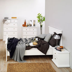 Paris Package - Bedside 2 Drawers in + Chest of 4 Drawers + Wardrobe with 2 Doors White - UK