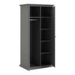 Paris Wardrobe with 2 Doors in Matt Grey - UK - Furniture One Shop