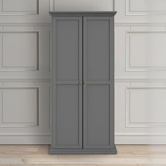 Paris Wardrobe with 2 Doors in Matt Grey - UK - Furniture One Shop