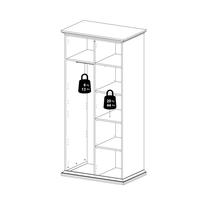 Paris Wardrobe with 2 Doors in White - UK