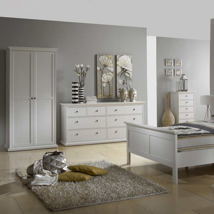 Paris Wardrobe with 2 Doors in White - UK