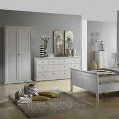 Paris Wardrobe with 2 Doors in White - UK - Furniture One Shop