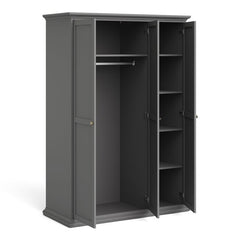 Paris Wardrobe with 3 Doors in Matt Grey - UK