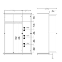 Paris Wardrobe with 3 Doors in White - UK