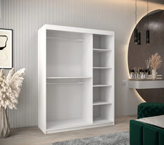 Parma Sliding Door 150cm Wooden Wardrobe in White - Furniture One Shop