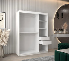 Parma Sliding Door 150cm Wooden Wardrobe in White - Furniture One Shop