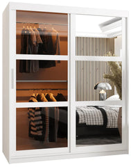 Parma Sliding Door 150cm Wooden Wardrobe in White - Furniture One Shop