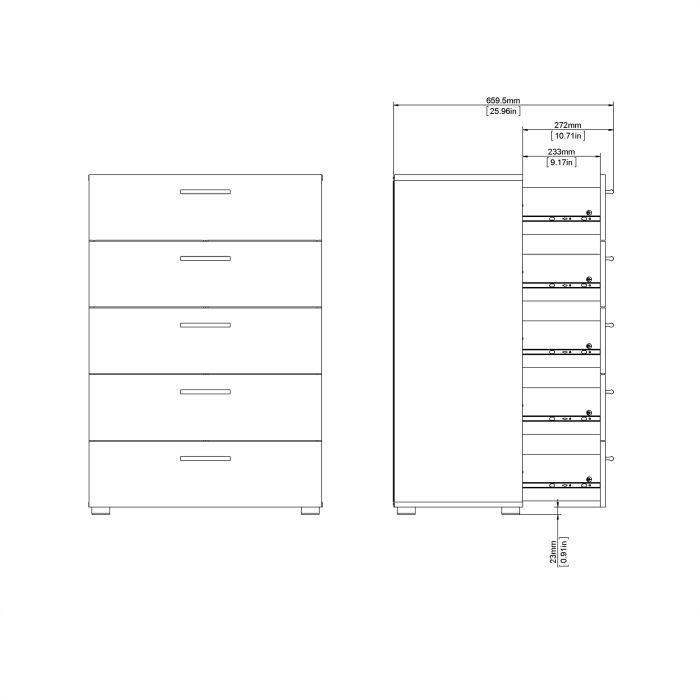 Pepe Chest of 5 Drawers in Black - UK