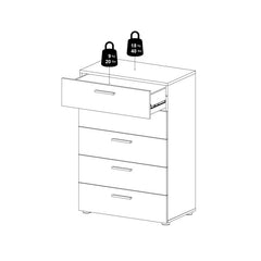 Pepe Chest of 5 Drawers in Black - UK