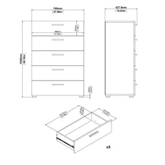Pepe Chest of 5 Drawers in Black - UK