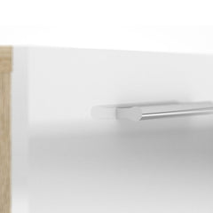 Pepe Chest of 5 Drawers in Oak with White High Gloss - UK - Furniture One Shop