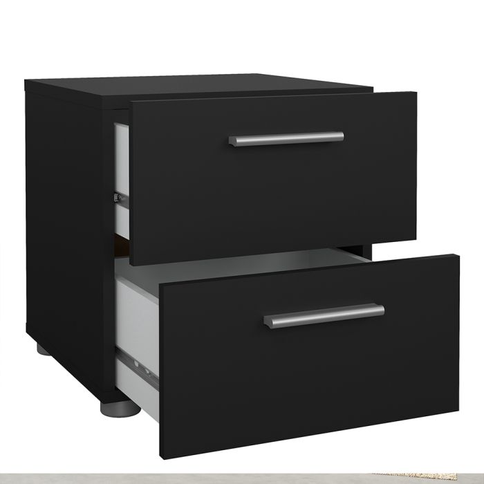 Pepe Package - Bedside 2 Drawers + Chest of 4 Drawers + Wardrobe with 2 doors in Black - UK