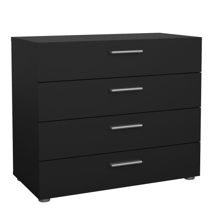 Pepe Package - Bedside 2 Drawers + Chest of 4 Drawers + Wardrobe with 2 doors in Black - UK