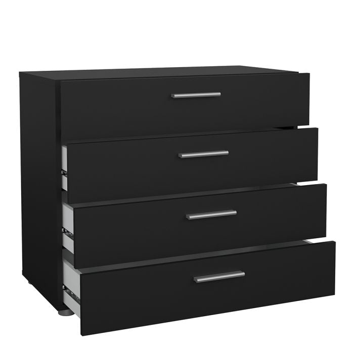 Pepe Package - Bedside 2 Drawers + Chest of 4 Drawers + Wardrobe with 2 doors in Black - UK