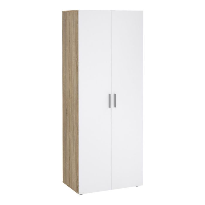 Pepe Package - Bedside 2 Drawers + Chest of 4 Drawers + Wardrobe with 2 doors in Oak with White High Gloss - UK