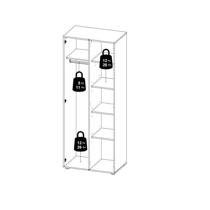 Pepe Wardrobe with 2 doors in Black - UK