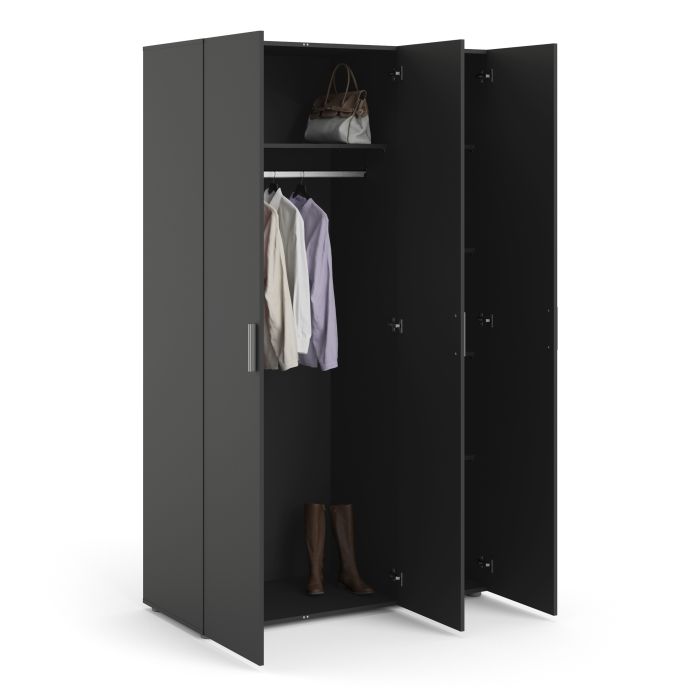 Pepe Wardrobe with 3 doors in Black - UK