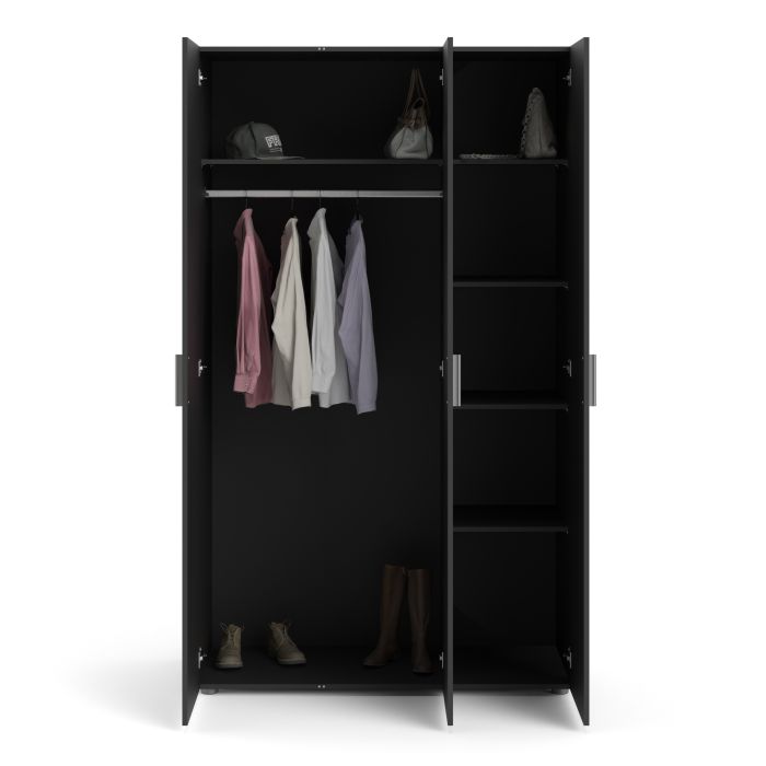 Pepe Wardrobe with 3 doors in Black - UK