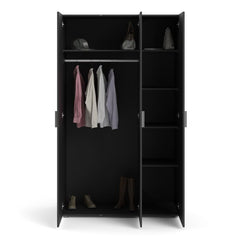 Pepe Wardrobe with 3 doors in Black - UK
