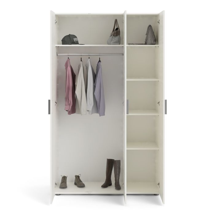 Pepe Wardrobe with 3 doors in White woodgrain - UK