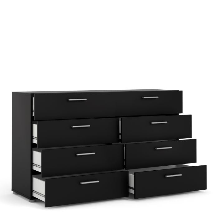 Pepe Wide Chest of 8 Drawers (4+4) in Black - UK