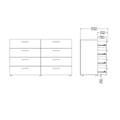 Pepe Wide Chest of 8 Drawers (4+4) in Black - UK - Furniture One Shop