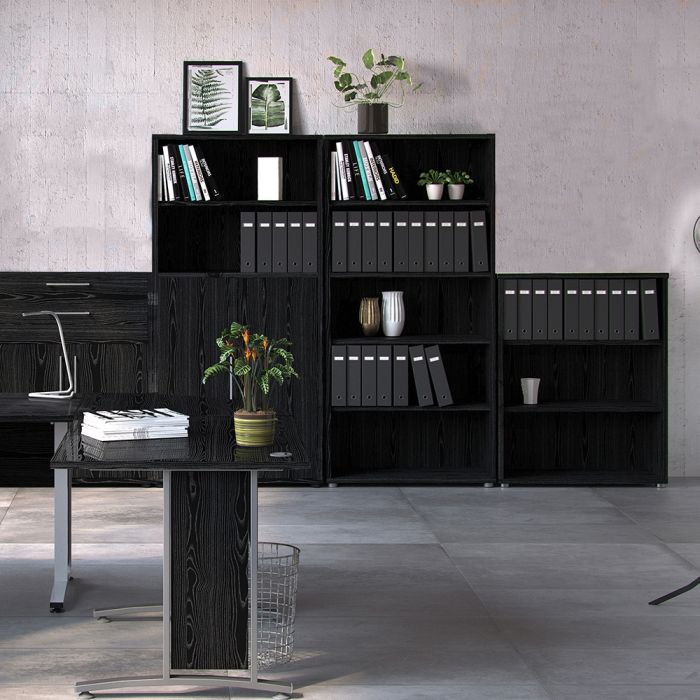 Prima Bookcase 2 Shelves in Black woodgrain - UK