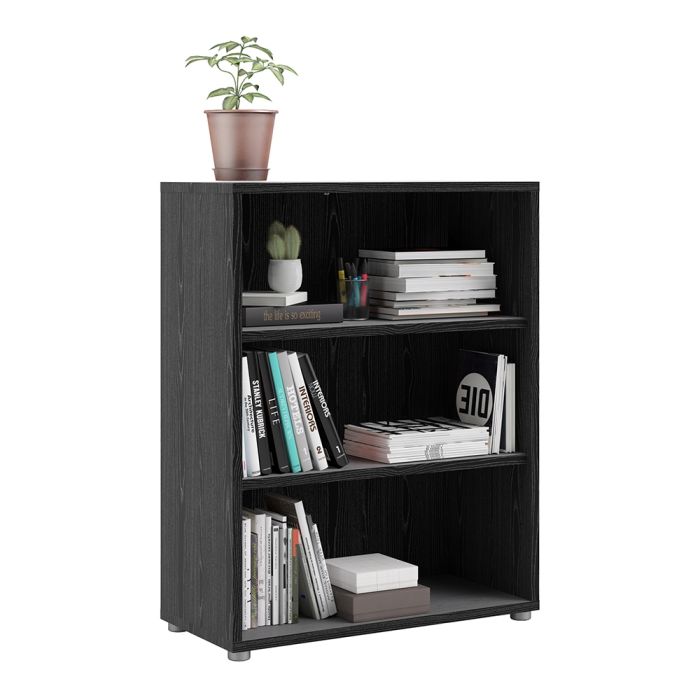 Prima Bookcase 2 Shelves in Black woodgrain - UK