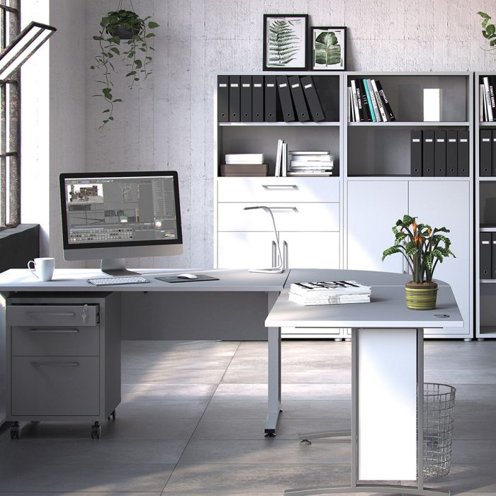Prima Bookcase 2 Shelves With 2 Drawers And 2 Doors In White - UK