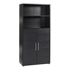 Prima Bookcase 3 Shelves with 2 Doors in Black woodgrain - UK - Furniture One Shop