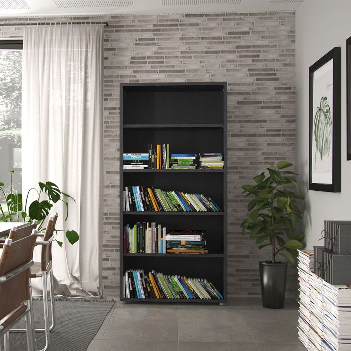Prima Bookcase 4 Shelves in Black woodgrain - UK
