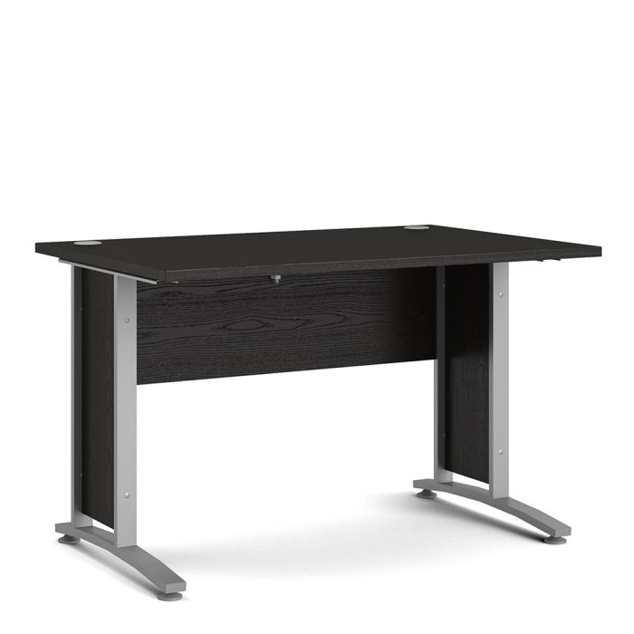 Prima Desk 120 cm in Black woodgrain with Silver grey steel legs - UK