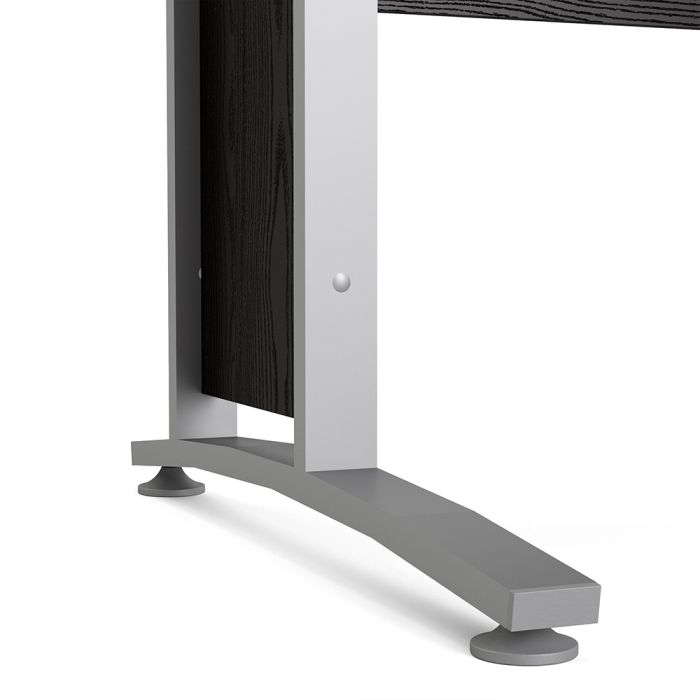 Prima Desk 120 cm in Black woodgrain with Silver grey steel legs - UK