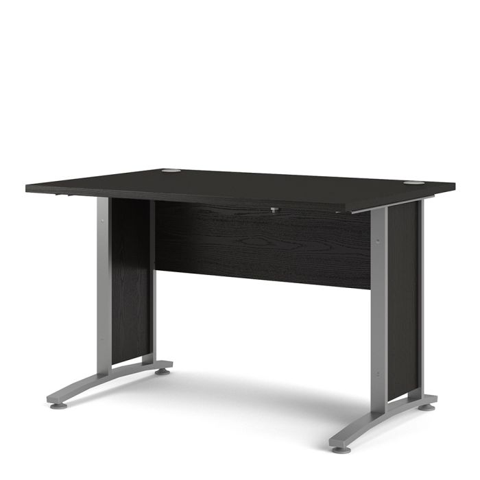 Prima Desk 120 cm in Black woodgrain with Silver grey steel legs - UK