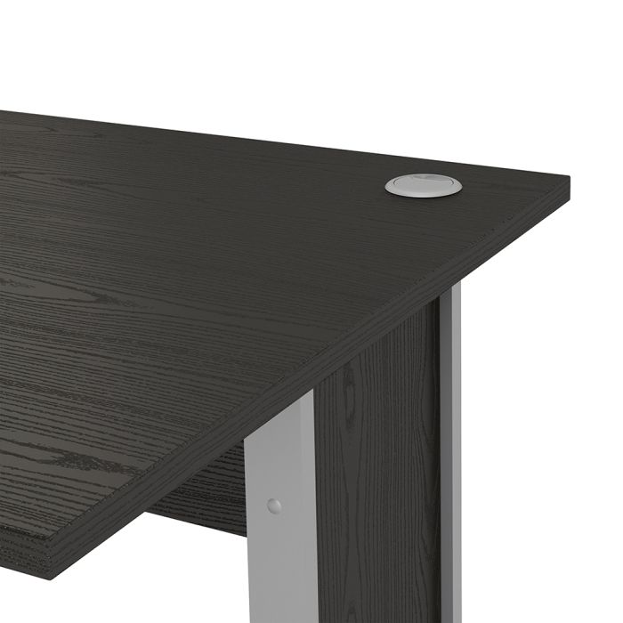 Prima Desk 120 cm in Black woodgrain with Silver grey steel legs - UK