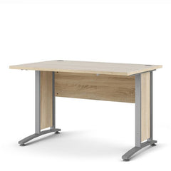 Prima Desk 120 cm in Oak with Silver grey steel legs - UK