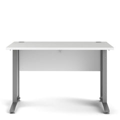 Prima Desk 120 cm in White with Silver grey steel legs - UK