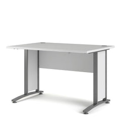 Prima Desk 120 cm in White with Silver grey steel legs - UK