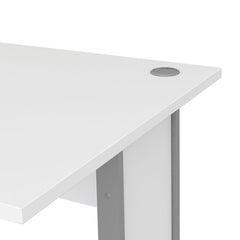 Prima Desk 120 cm in White with Silver grey steel legs - UK