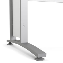 Prima Desk 120 cm in White with Silver grey steel legs - UK