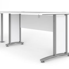 Prima Desk 120 cm in White with Silver grey steel legs - UK