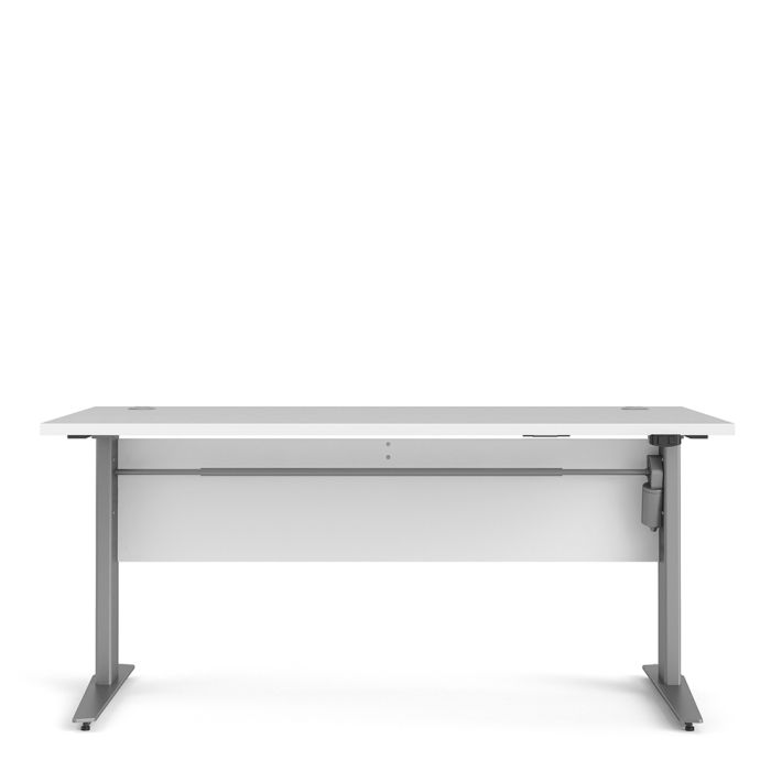 Prima Desk 150 cm in White with Height adjustable legs with electric control in Silver grey steel - UK