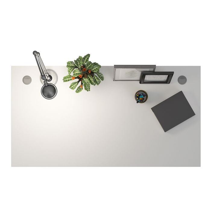 Prima Desk 150 cm in White with Height adjustable legs with electric control in Silver grey steel - UK