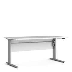 Prima Desk 150 cm in White with Height adjustable legs with electric control in Silver grey steel - UK